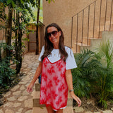 SELVA WHITE DRESS WITH RED LACE