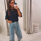 LEOPARD BLUE BALLOON JEANS Y3361-6