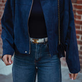 HYACINTH DARK BLUE SUEDE JACKET