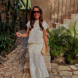 SALVACION ECRU LACE TWO-PIECE SET
