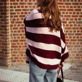 LOST IN THE CITY BORDEAUX/LIGHT PINK CARDIGAN WITH SCARF