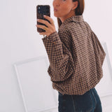 MAISIE BEIGE CHECKERED ZIP JACKET