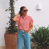 YOLANDA RED STRIPED BLOUSE