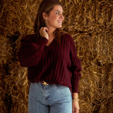 ELARA BURGUNDY KNIT SWEATER
