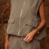 EMBERLY KHAKI TWO-PIECE SET