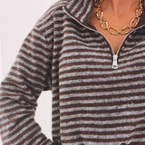 EMILIA BROWN/GREY STRIPED SWEATER