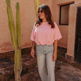 SOLSTICE LIGHT PINK CROPPED T-SHIRT