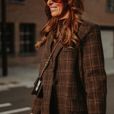 ROMY BROWN CHECKERED BLAZER