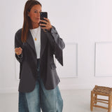 PRE-ORDER JOLENE DARK GREY FRINGE BLAZER