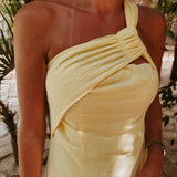 BESAME YELLOW ONE SHOULDER DRESS