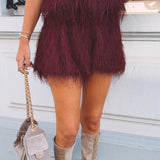 NOVALEE BORDEAUX FLUFFY SHORT
