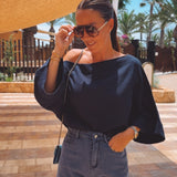 ROMERO DARK BLUE TETRA BLOUSE
