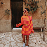 TIJUANA ORANGE STRIPED SKORT