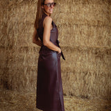ROXANNE BURGUNDY LEATHER DRESS