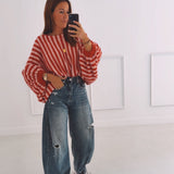CHESTINA RED STRIPED PULLOVER