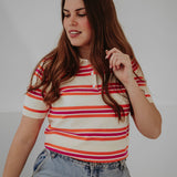 TAMARA ECRU STRIPED POLO T-SHIRT