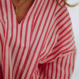 XOXO PINK/RED STRIPED BLOUSE