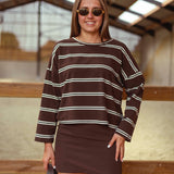 TATUM BROWN STRIPED LONGSLEEVE SHIRT