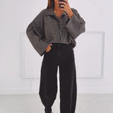 ELEA BROWN CHECKERED BLOUSE