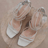 GITANA DARK BEIGE LINEN HEELS
