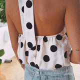 ESTEPONA ECRU POLKADOTS HALTER TOP