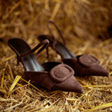 ROWDY BROWN SLINGBACK SUEDE HEELS