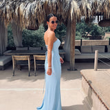 PALMIRA BLUE BUSTIER DRESS