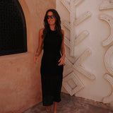 BOULEMANE BLACK HALTER DRESS