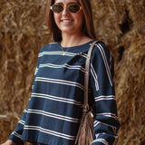 TATUM DARK BLUE STRIPED LONGSLEEVE SHIRT