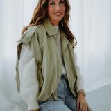 JOHANNA KHAKI SLEEVELESS JACKET