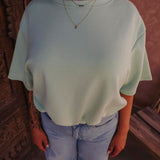 SOLSTICE LIGHT MINT CROPPED T-SHIRT