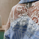 ISABELA LIGHT BLUE STRIPED LACE BLOUSE