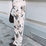 BEIGE COW PRINT BALLOON JEANS W3832-7