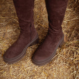 BONNIE BROWN VELOUR BOOTS