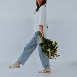 NORA WHITE LONG ASYMMETRIC LACE T-SHIRT