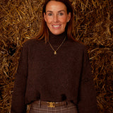 COLBIE BROWN TURTLENECK KNIT SWEATER