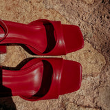 MARILUZ RED LEATHER HEELS
