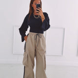 MACIE BEIGE CARGO BALLOON PANTS