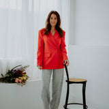 PRE-ORDER SHARON RED WRAP BLAZER