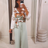 TIGER WHITE WRAP BLOUSE