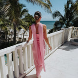 ETERNA ESMERALDA PINK BADEAU DRESS WITH SCARF