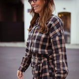 HAZY HUG DARK BLUE CHECKERED BLOUSE