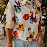 SARDINES ECRU SUMMER PRINT BLOUSE