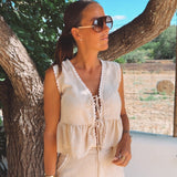 BOHEMIAN ECRU LINEN TWO-PIECE SET