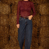 PAIGE BORDEAUX GLITTER LONGSLEEVE SHIRT