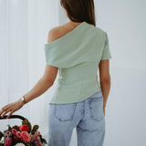 DARLING MINT GREEN ONE SHOULDER BLOUSE