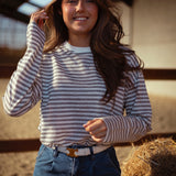 BRIONY GREY STRIPED LONGSLEEVE SHIRT