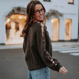 KIANDRA BROWN DARING DETAIL SWEATER