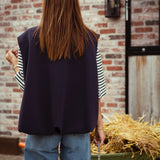 HARPER DARK BLUE SLEEVELESS ZIP JACKET