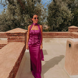 HAYATI FUCHSIA BUSTIER DRESS WITH SCARF